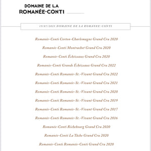 Domaine de la Romanée Conti Tasting 19/07/2025