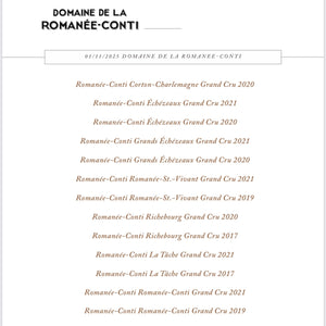 Domaine de la Romanée Conti Tasting 01/11/2025