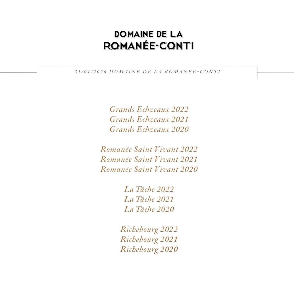 31/01/2026 Domaine de la Romanée Conti Tasting