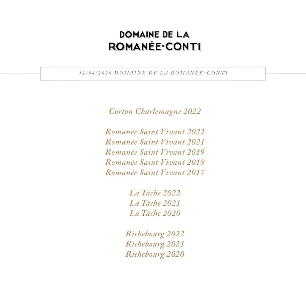 11/04/2026 Domaine de la Romanée Conti Tasting
